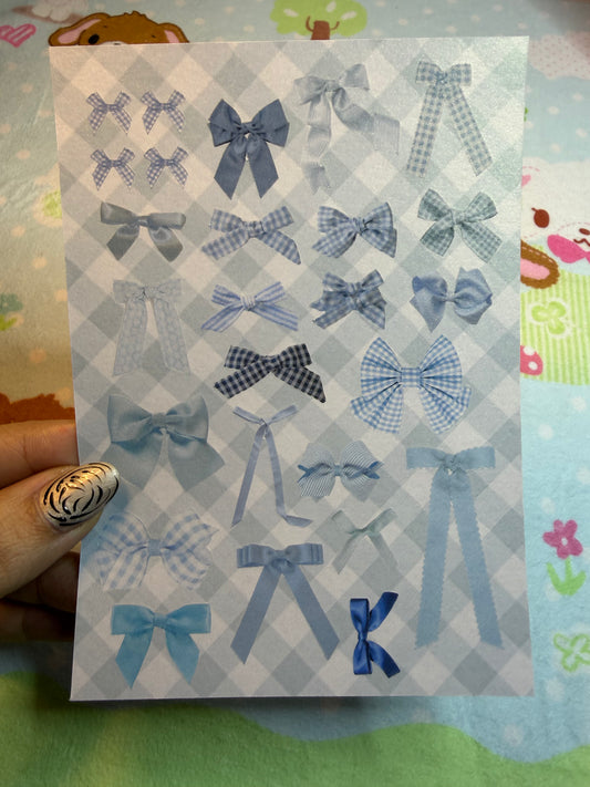 Blue Bows Sticker Sheet