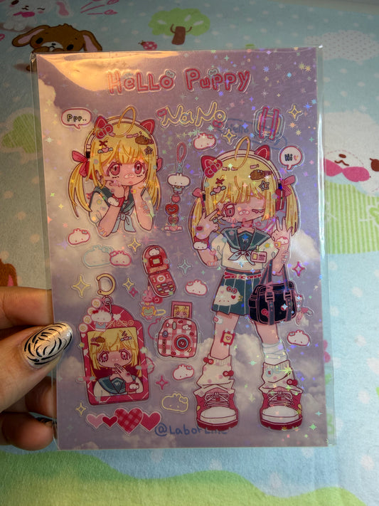 Lab Of Line Hello Puppy Sticker Sheet